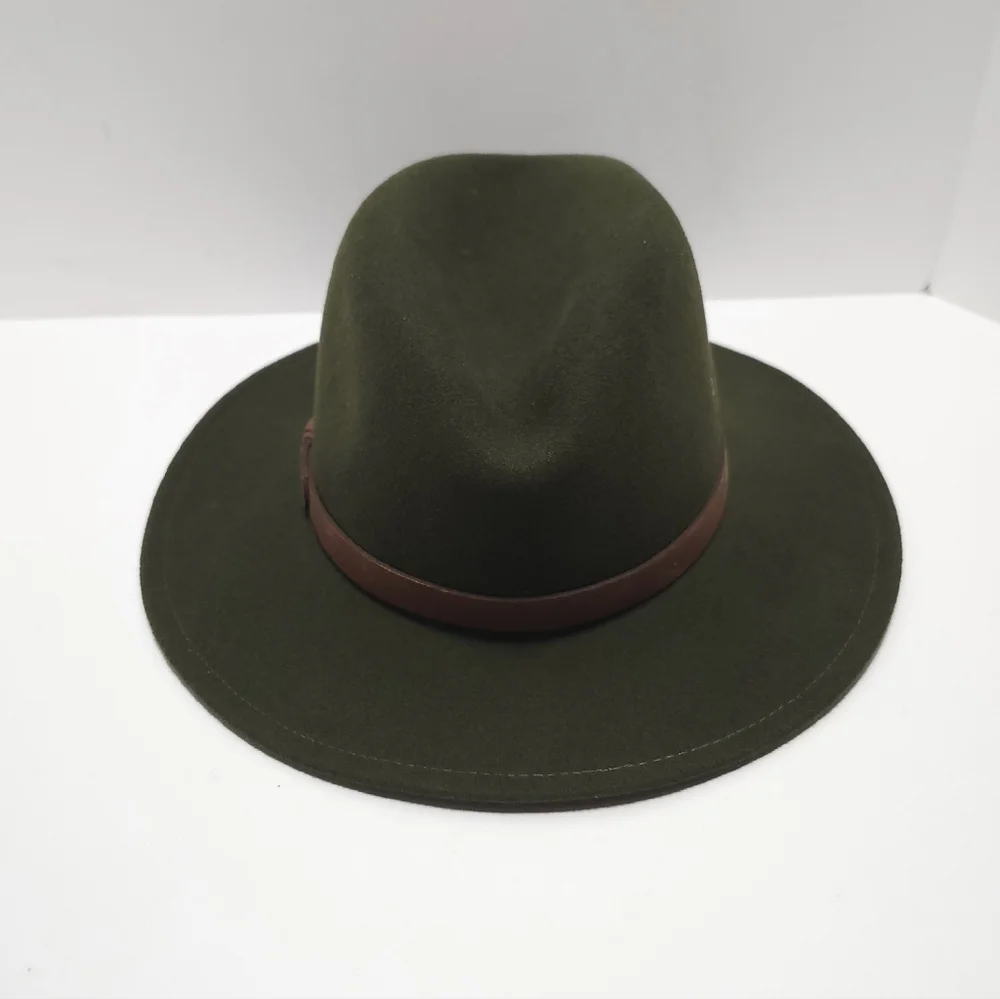 Duluth Trading Wool Felt Crusher Hat Medium Leather Band USA Made Green Fedora - Picture 2 of 14